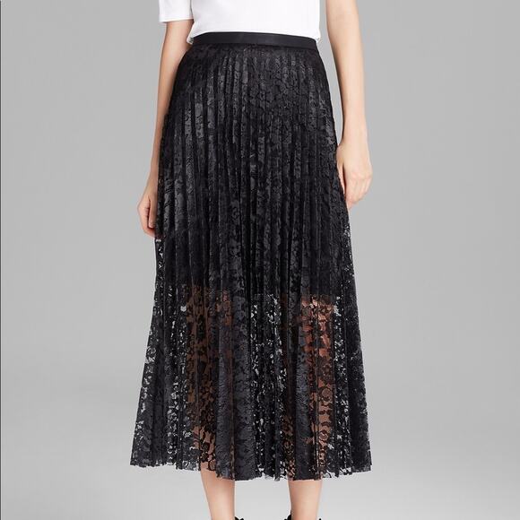 Free People Dresses & Skirts - 🛍HP🛍 Free People Black Pleated Maxi Lace Skirt